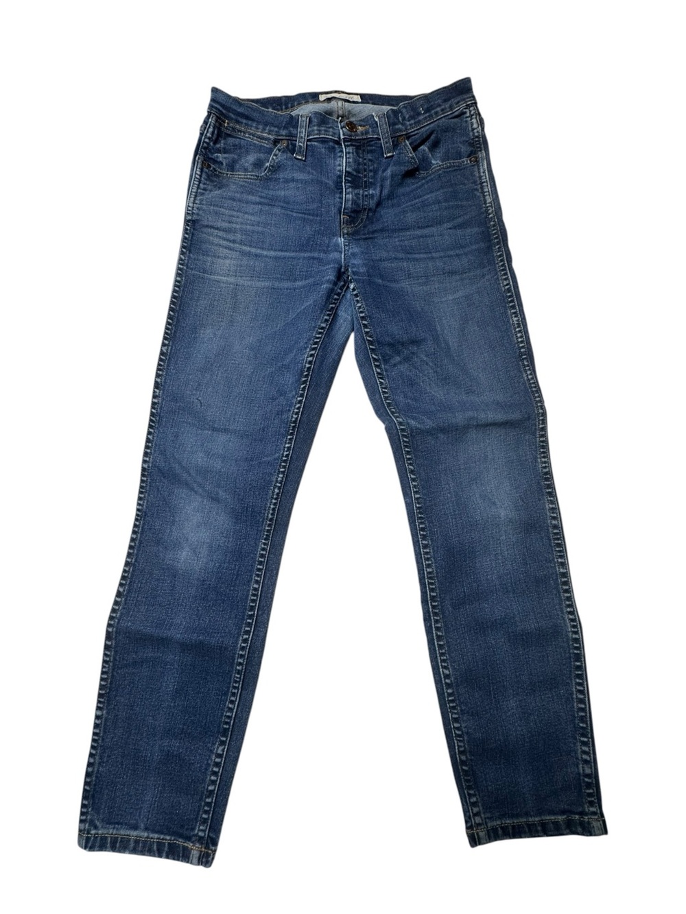 Madewell Size 28 Cropped Straight Leg Jeans Medium Wash Stretch Denim